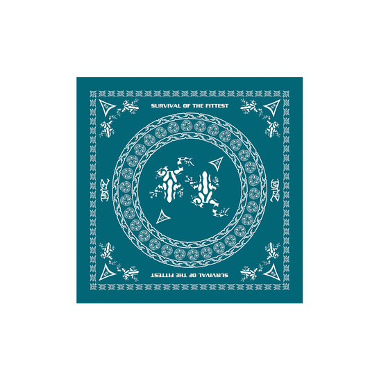 SURVIVAL BANDANA- TEAL/WHITE